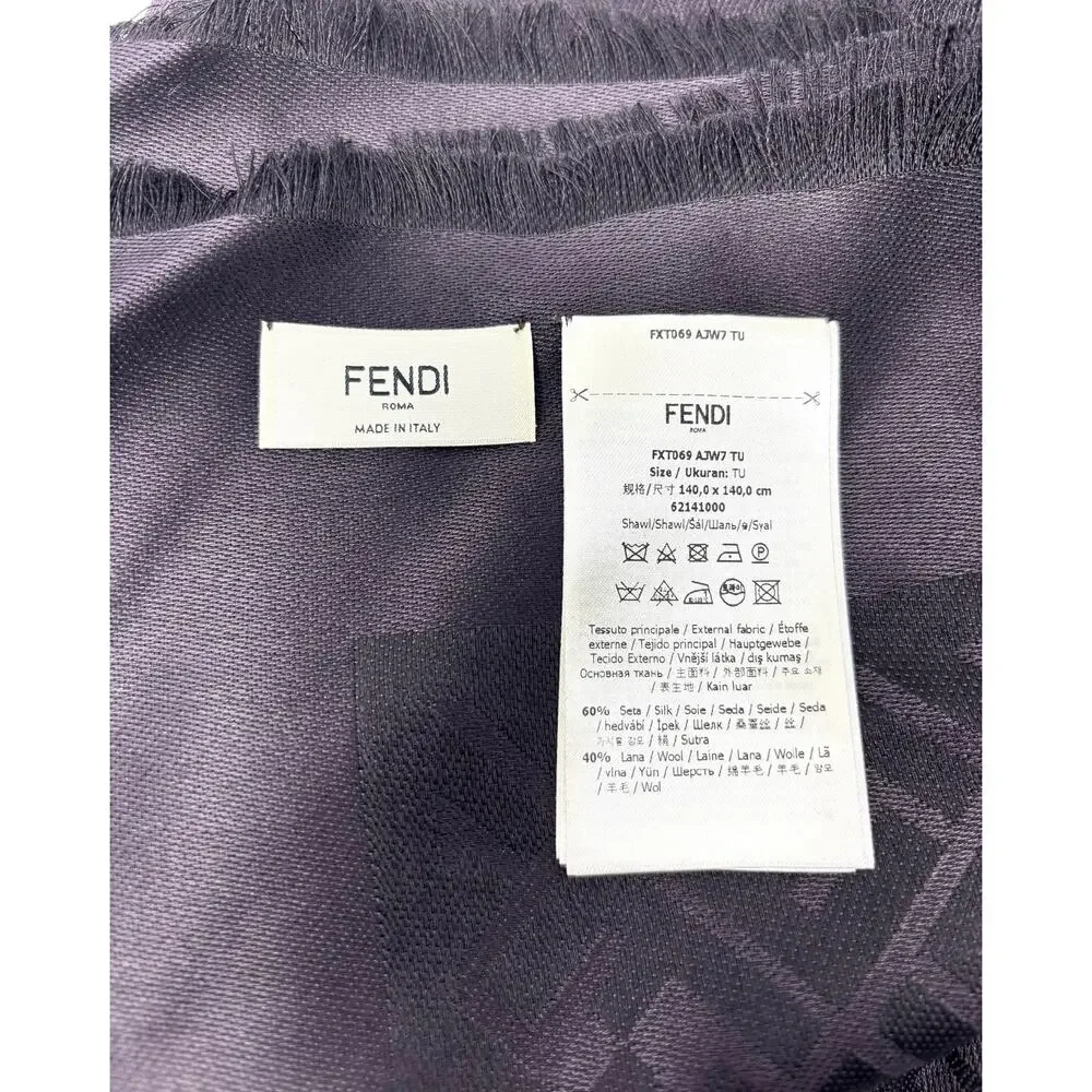 FENDI FF Zucca Monogram Shawl Wrap Scarf Silk/Wool NWT